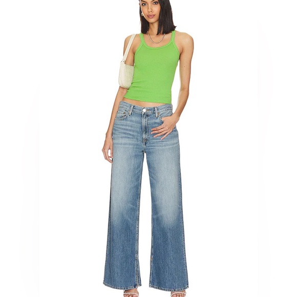 New Re/Done Low Rider Loose in Vintage Flow. Wide leg split seam low rise jean - Picture 2 of 16